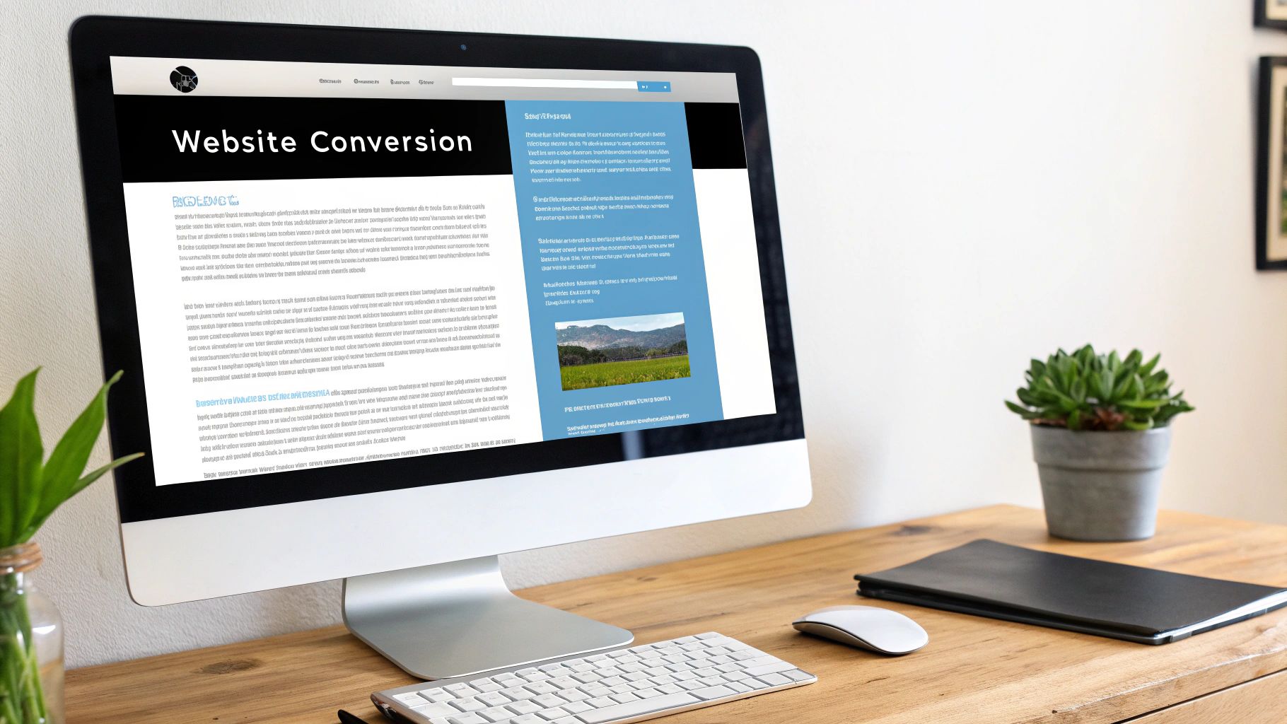 A clean, modern website for a tree service company displayed on a laptop, with a clear call-to-action button and phone number visible.