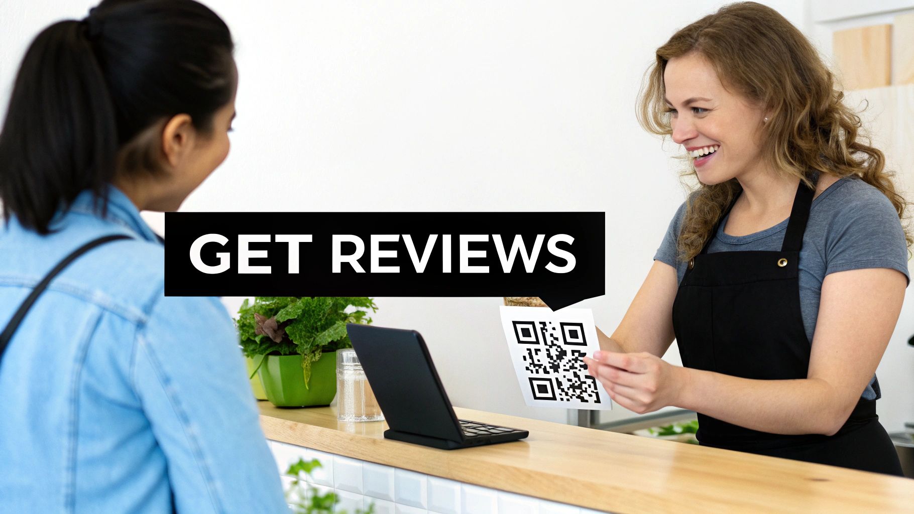 Positive customer reviews being shown on a smartphone screen, indicating trust and authority for a local business.