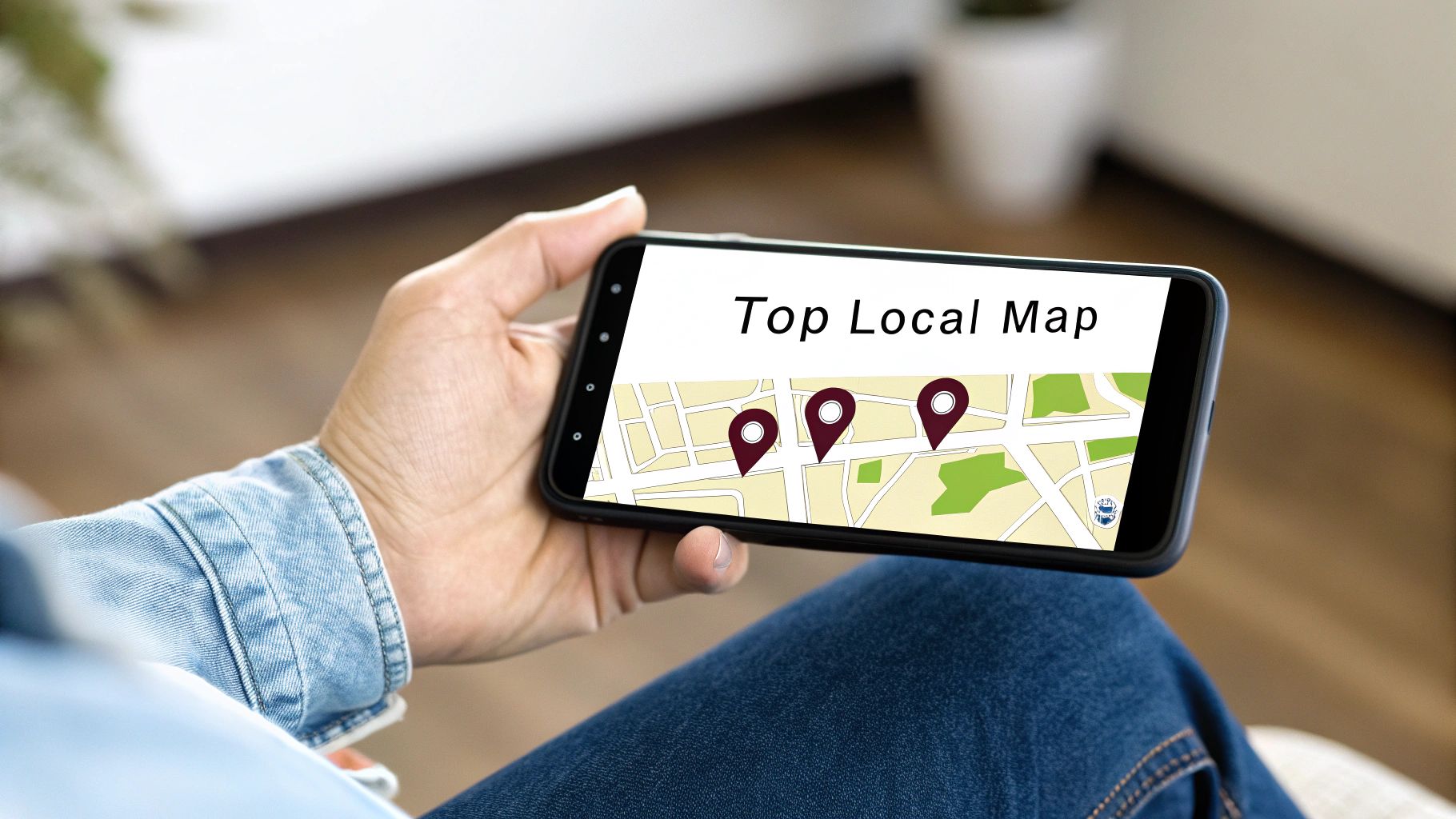 A smartphone showing a Google Maps search for a local water damage restoration company.