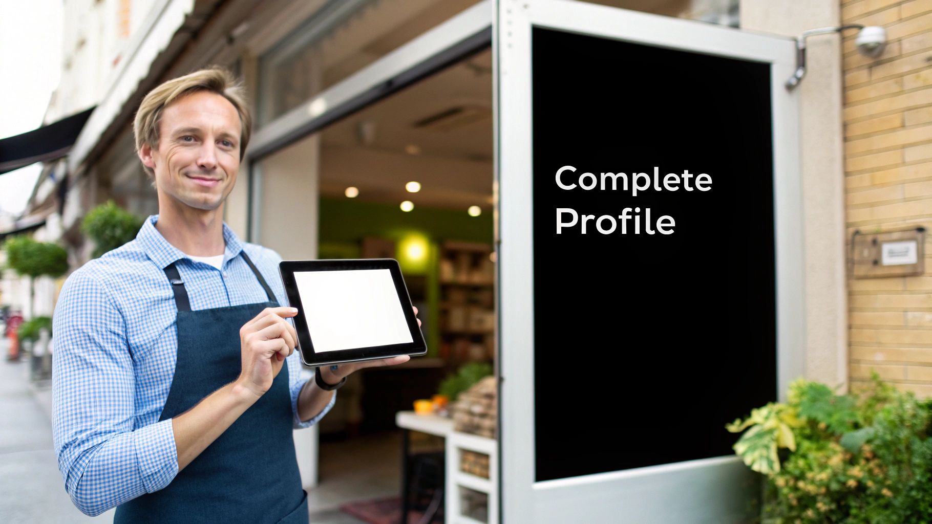 A person optimizing their Google Business Profile on a laptop to rank higher on Google Maps.