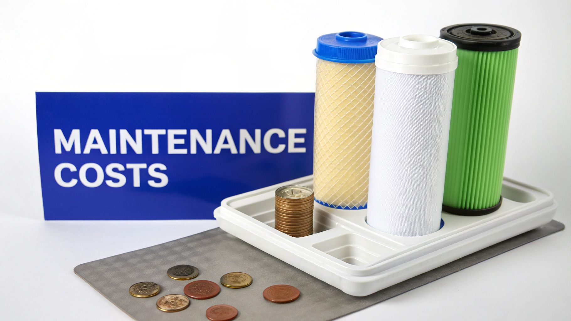 A person changing a water filter cartridge in an under-sink system.