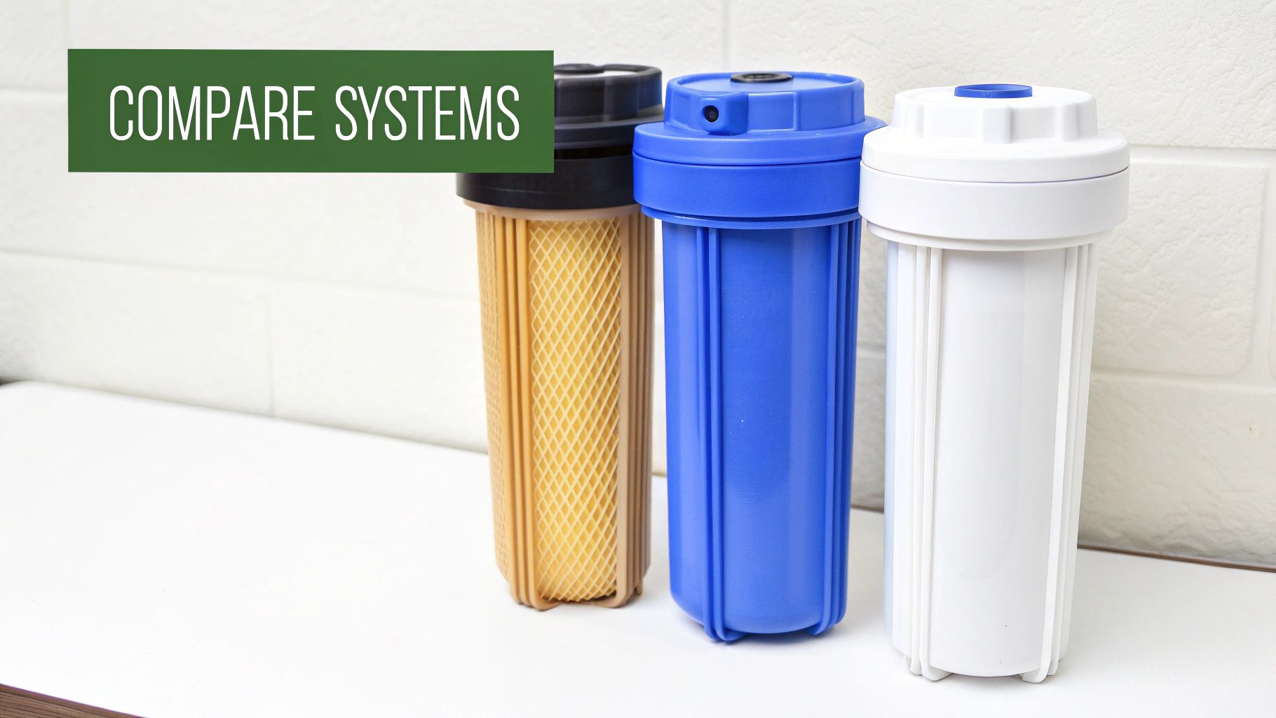 Two glasses of water, one dirty and one clean, in front of a modern kitchen sink.