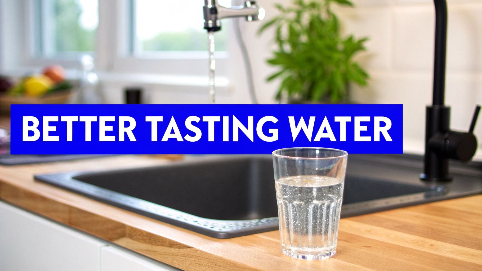 A person pouring a glass of clean water from a filtration system