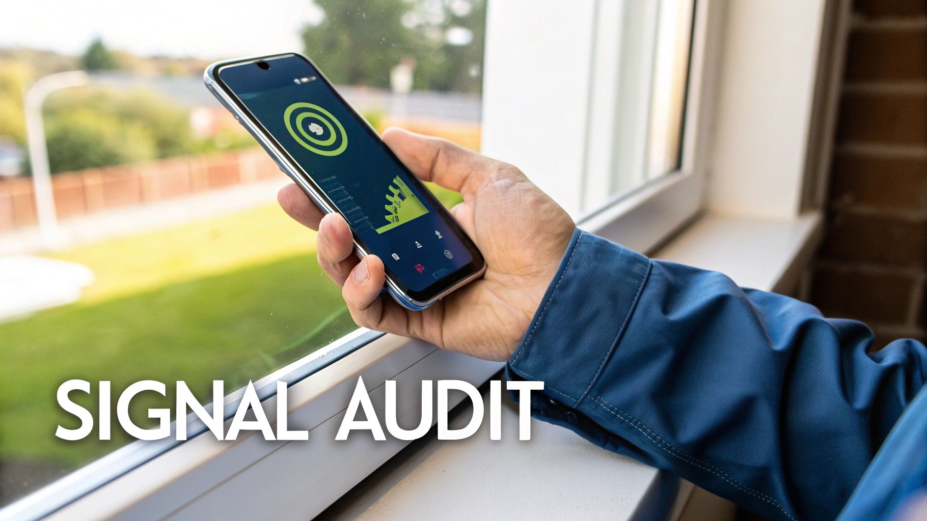 A smartphone displaying signal strength in dBm, showing a numerical value instead of bars.