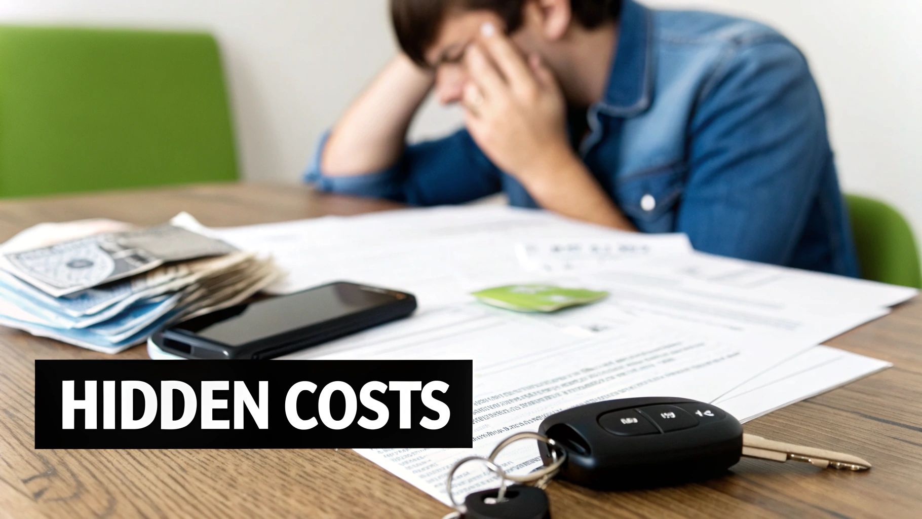 An image showing a stack of Canadian money next to car keys, representing the financial cost of driving offences.