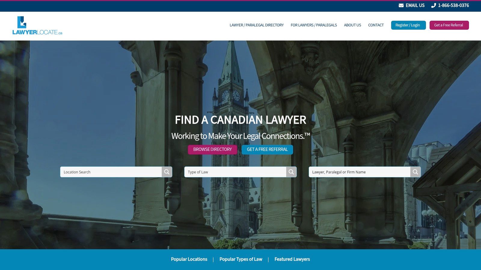 LawyerLocate.ca directory interface