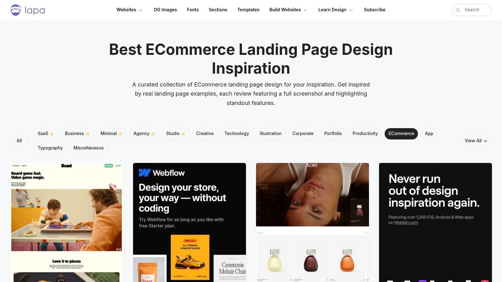 Lapa Ninja – eCommerce Landing Page Examples