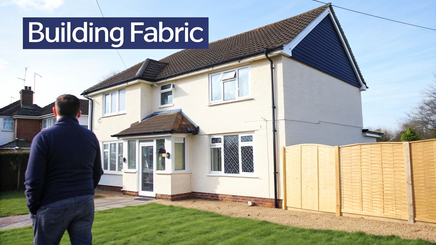 A modern, well-insulated house showcasing its high-performance building fabric