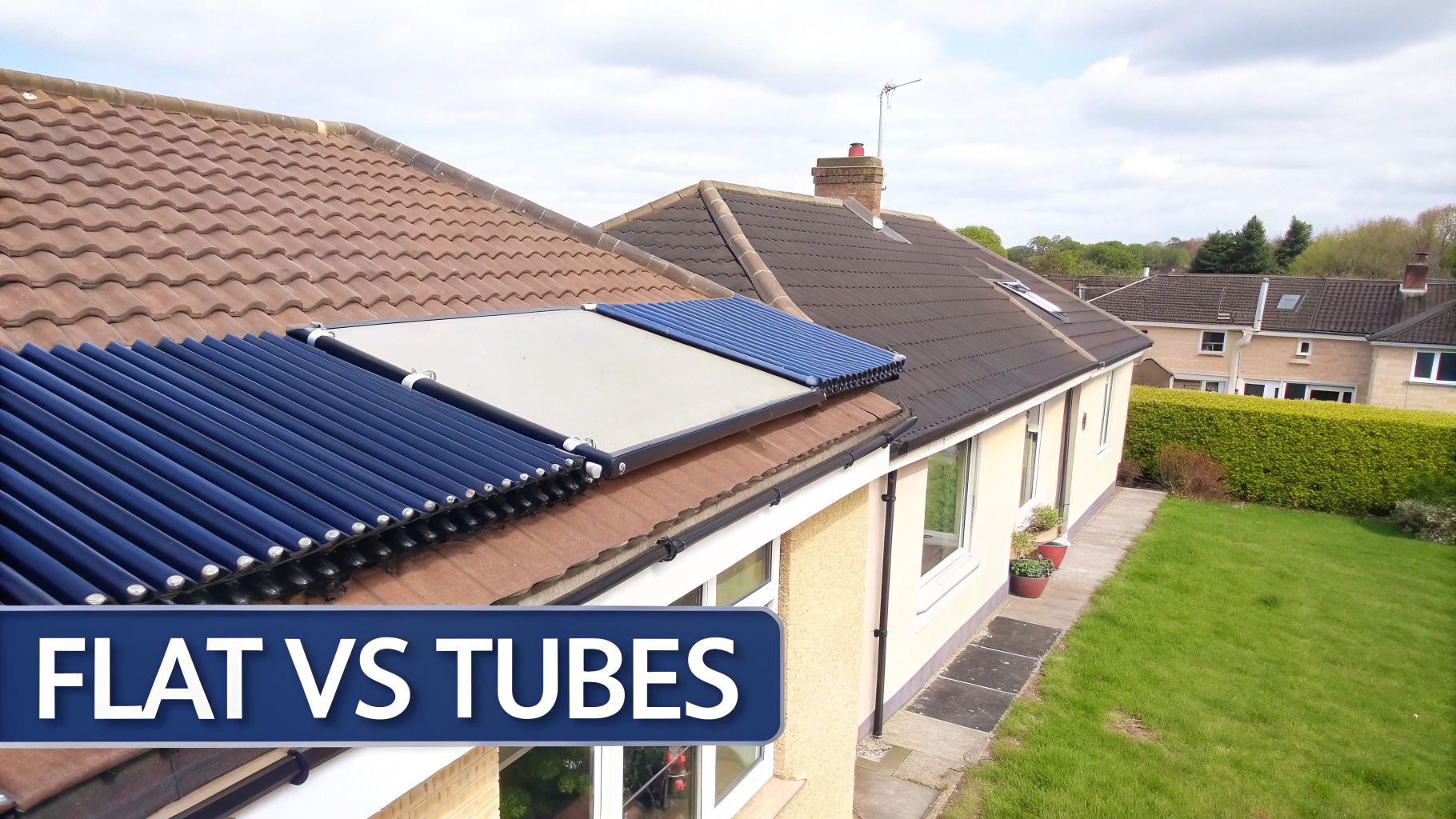 Two solar heating systems on a UK roof