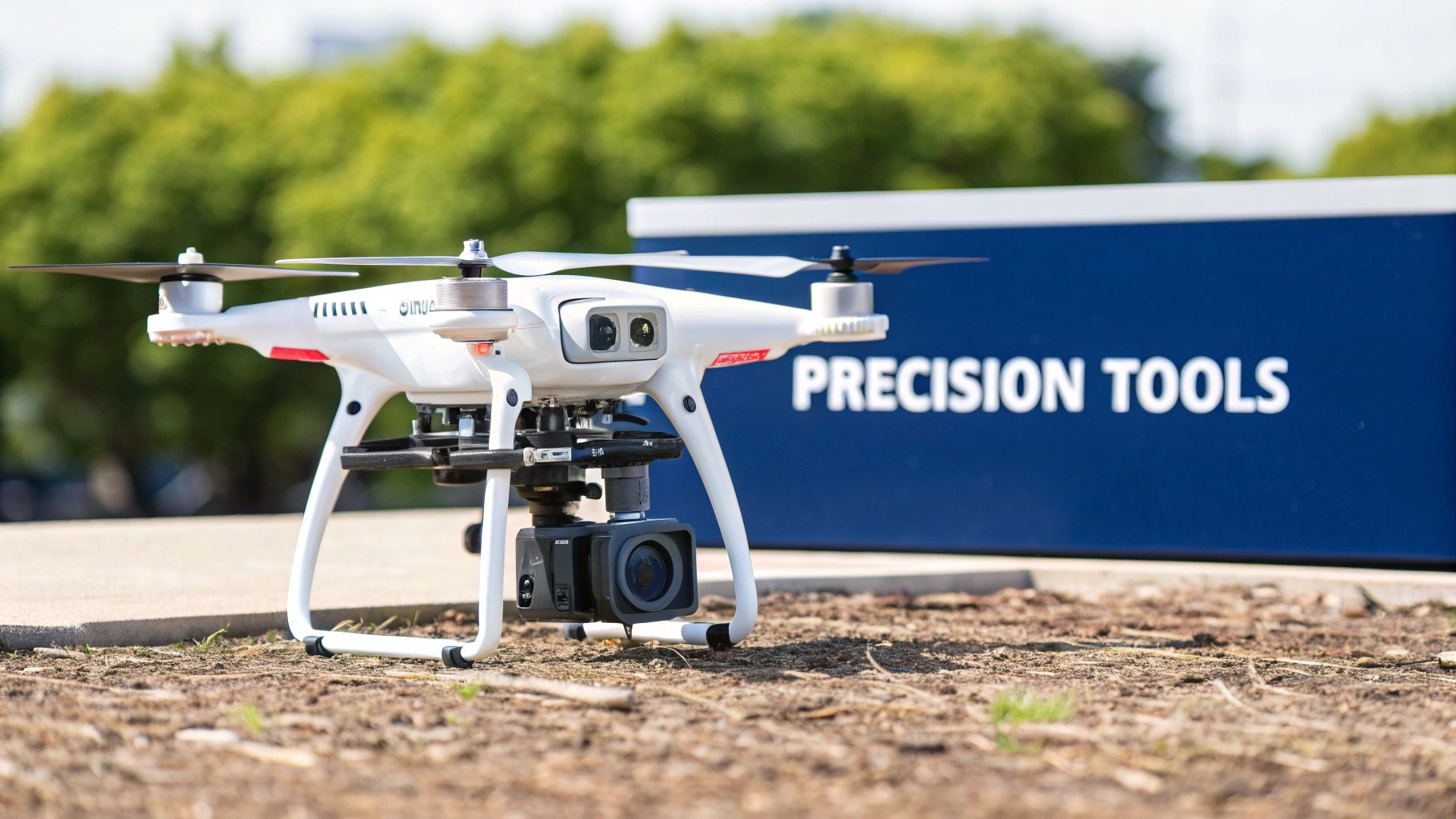 A drone flying near a modern building's facade, capturing inspection data