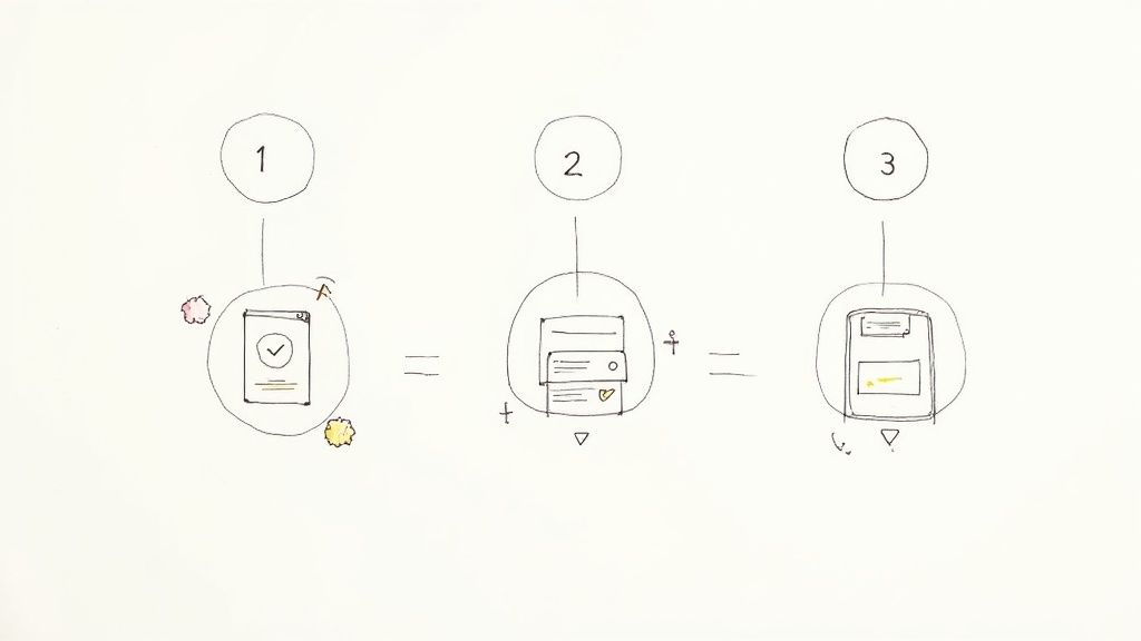 A creator excitedly works on a laptop, launching their new digital product from a bright, modern space.