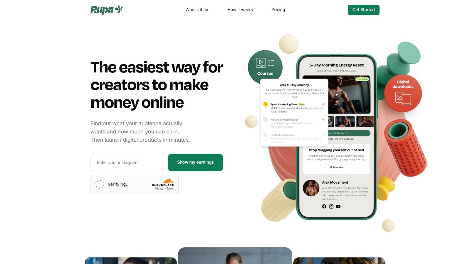 Rupa interface showing digital product creation options