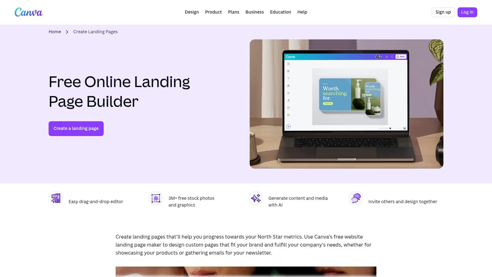 Canva – Free Online Landing Page Builder