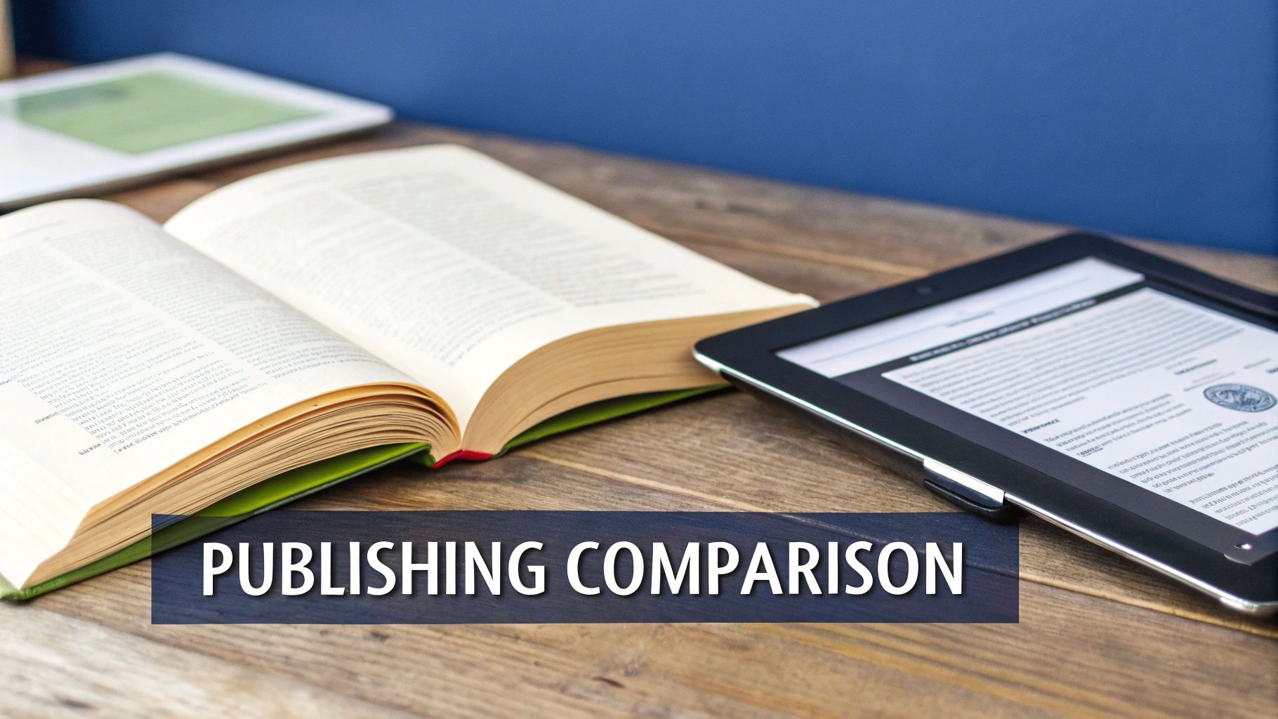 Author weighing two books in their hands, symbolizing the choice between traditional and self-publishing.