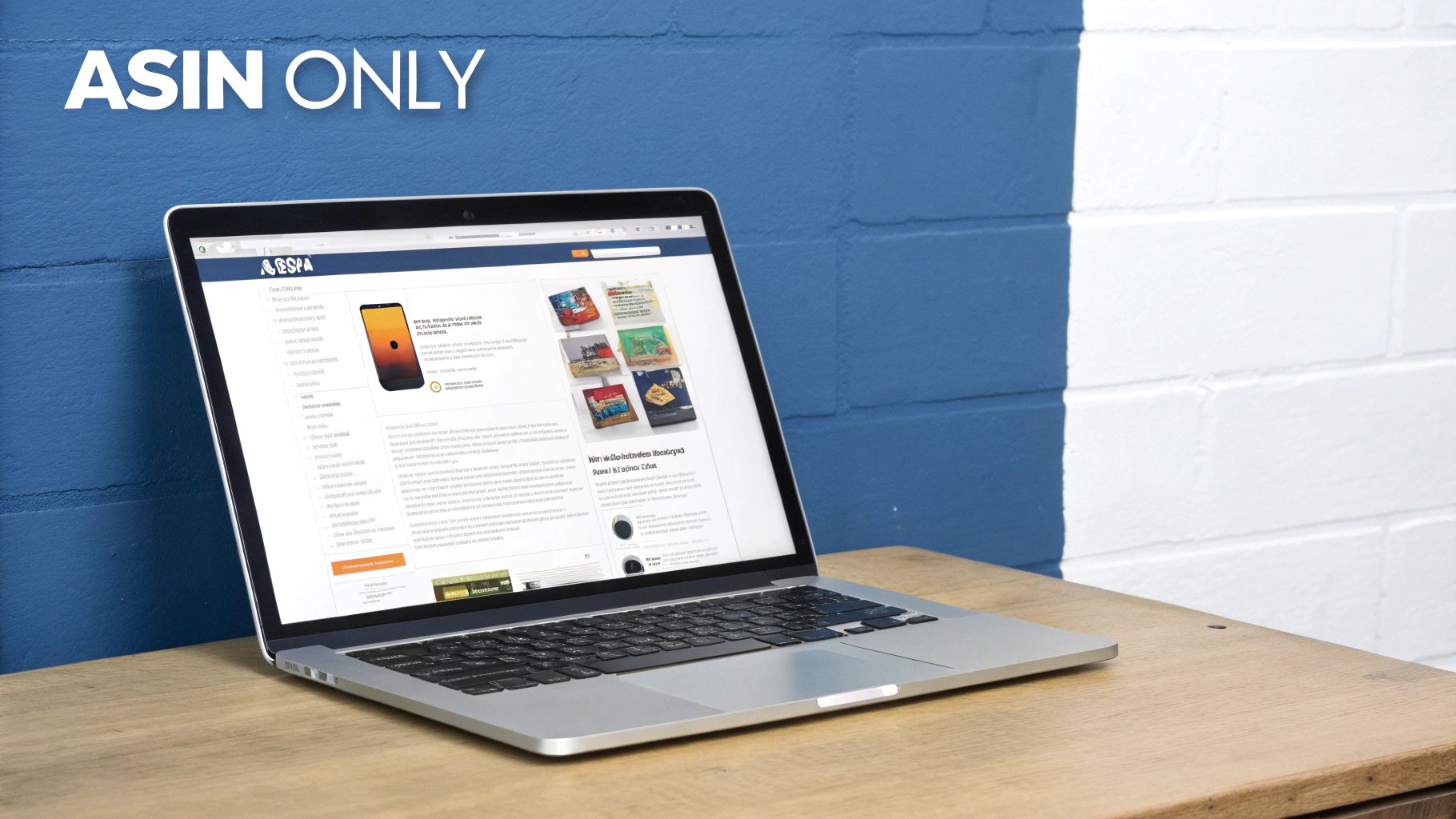 A modern silver laptop open on a wooden desk, displaying a website with digital content.