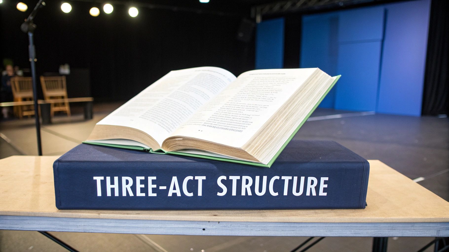 Author reviewing the sections of a book manuscript on a wooden desk with a laptop and coffee.