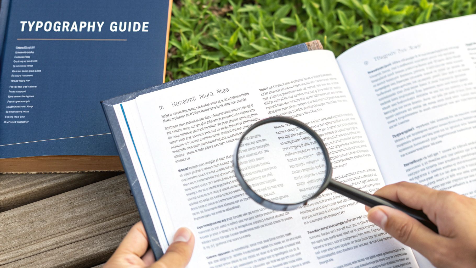 A close-up of different fonts and typography styles on a book page