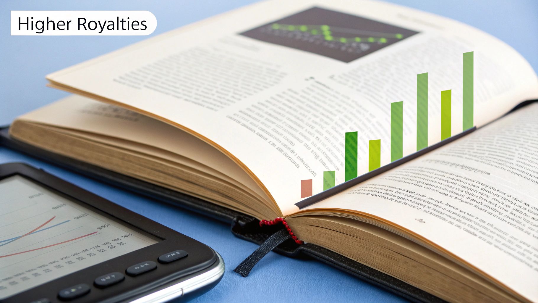 Infographic comparing self-publishing royalty rates to traditional publishing royalty rates