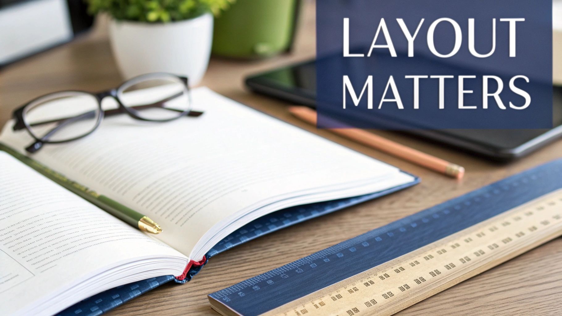A designer working on a book layout on a large computer screen.