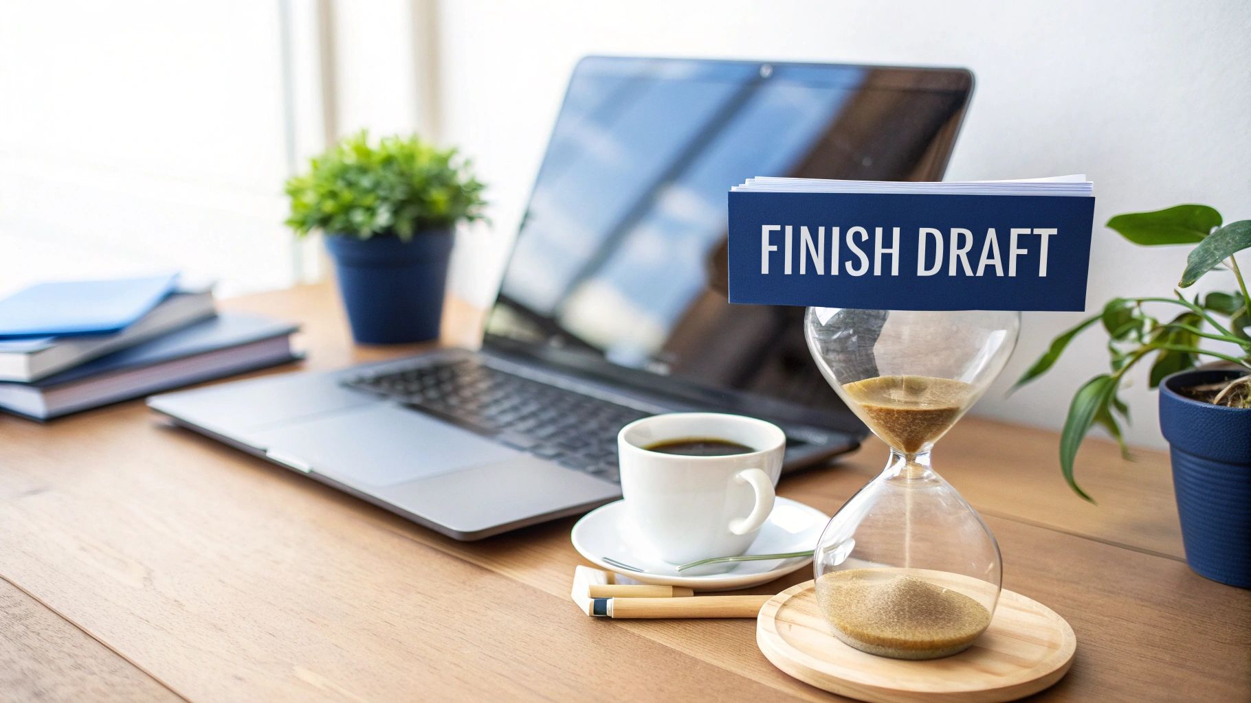 Writer typing at a desk