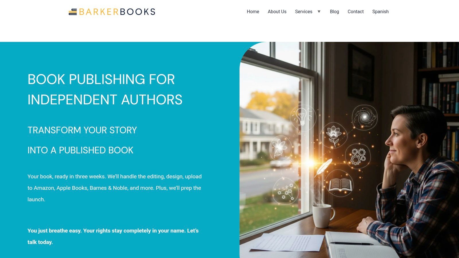 Author working on a manuscript with BarkerBooks as a publishing partner