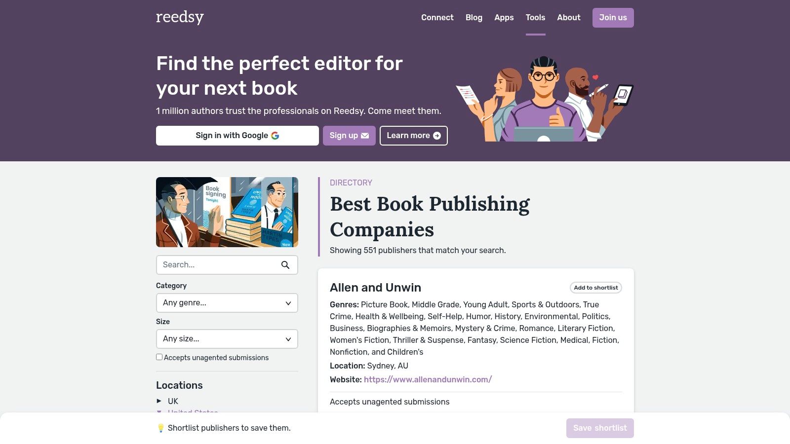 Reedsy Publishers Directory
