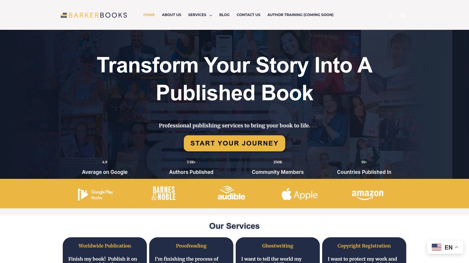 BarkerBooks website showcasing their services