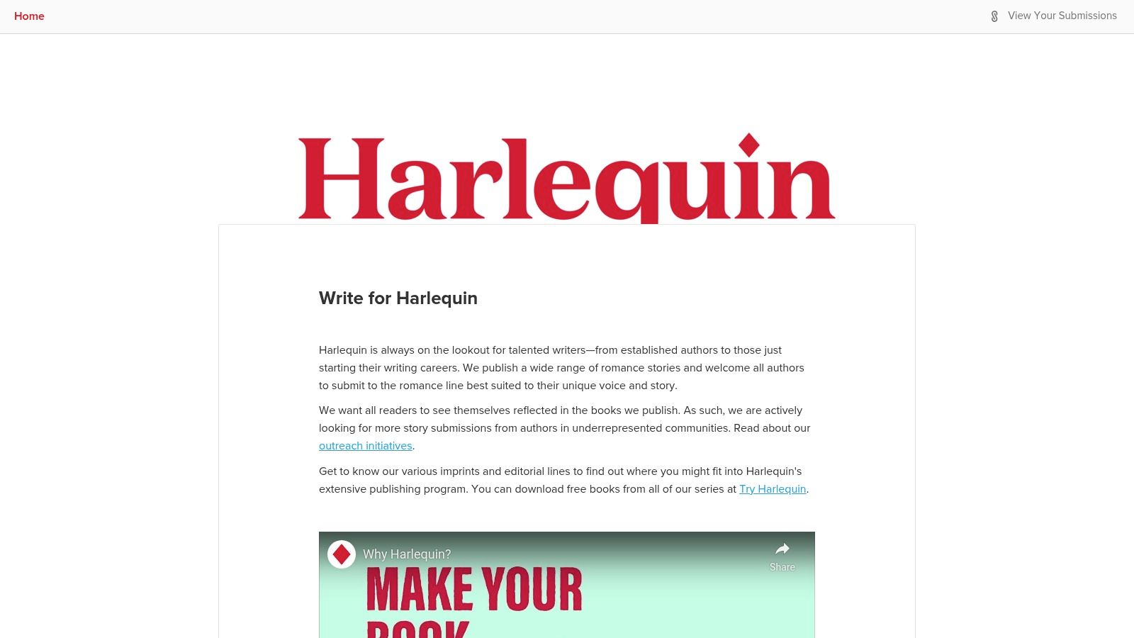 Harlequin (multiple imprints accepting unagented submissions)