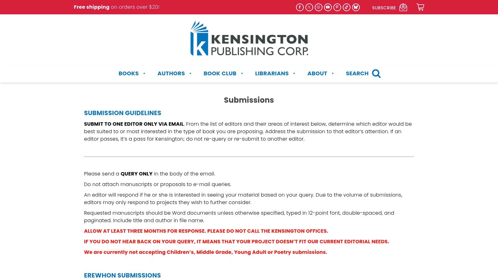 Kensington Publishing – Submission Guidelines