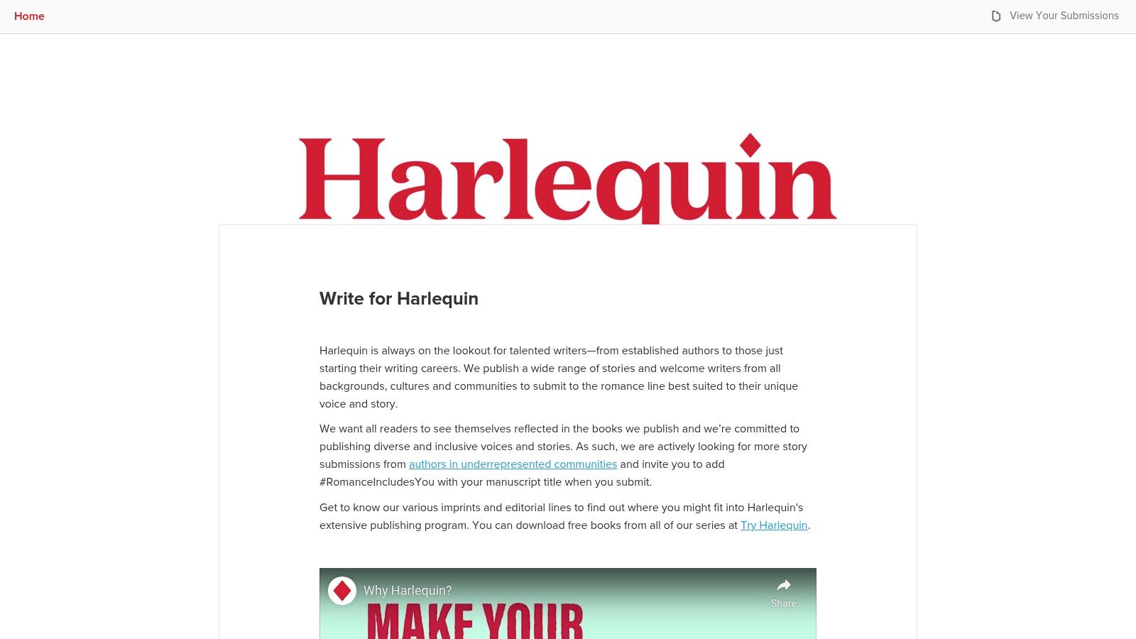 Harlequin (including Carina Press) – Official Submissions