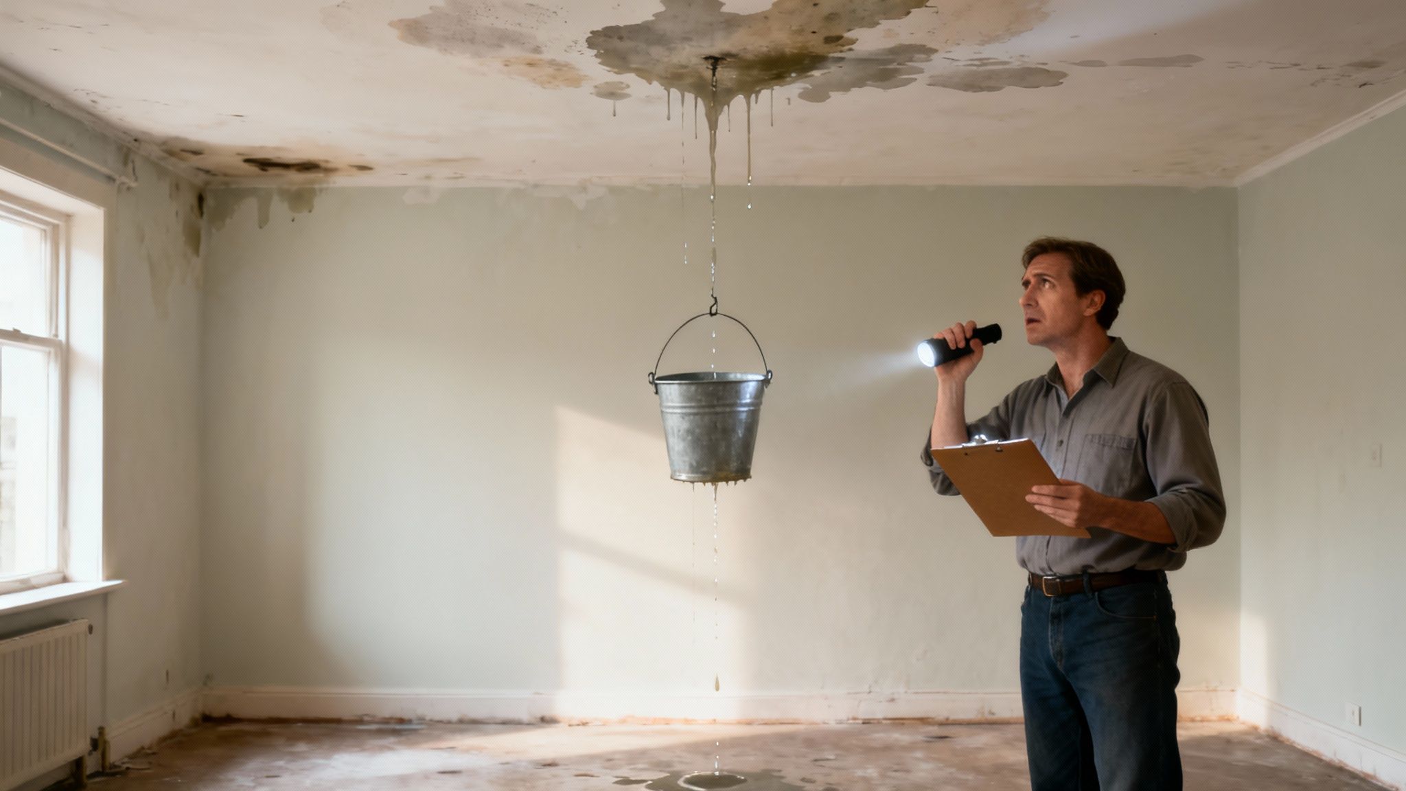 A worried person looking at bills, representing the financial stress of unexpected real estate costs.
