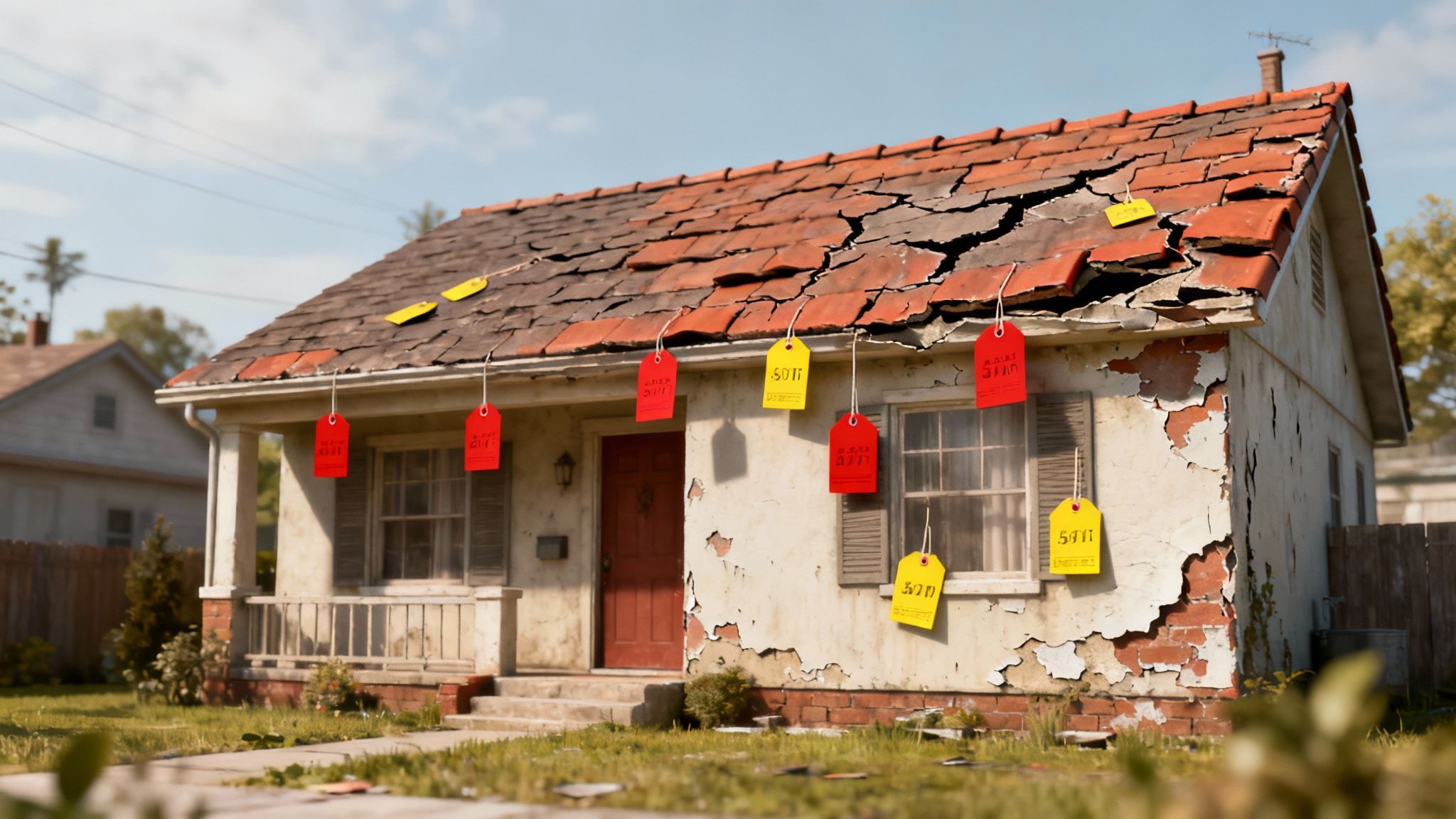 A person working on a home repair budget with a calculator and notepad.