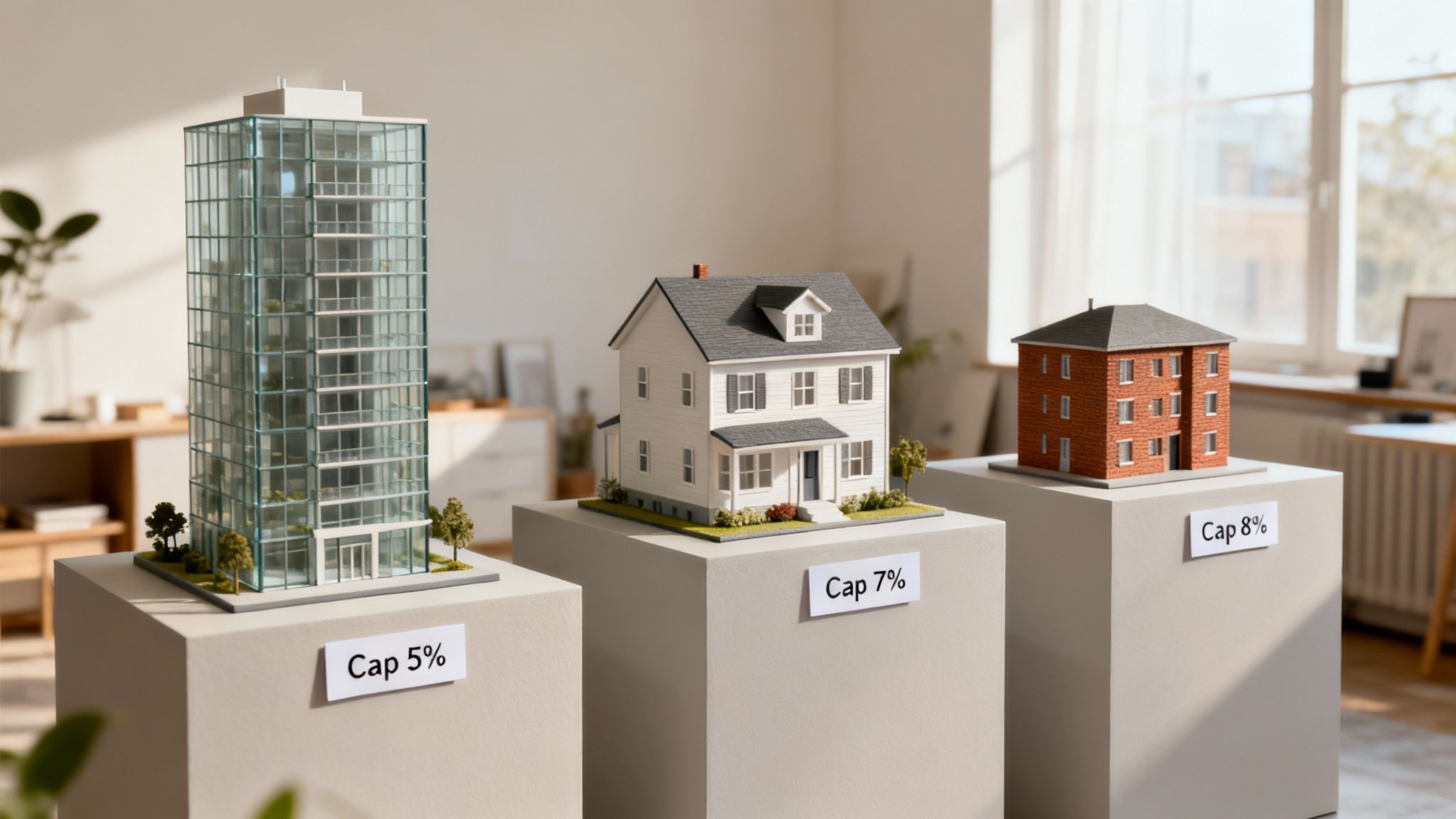 Three different types of rental properties side-by-side, suggesting a comparison.