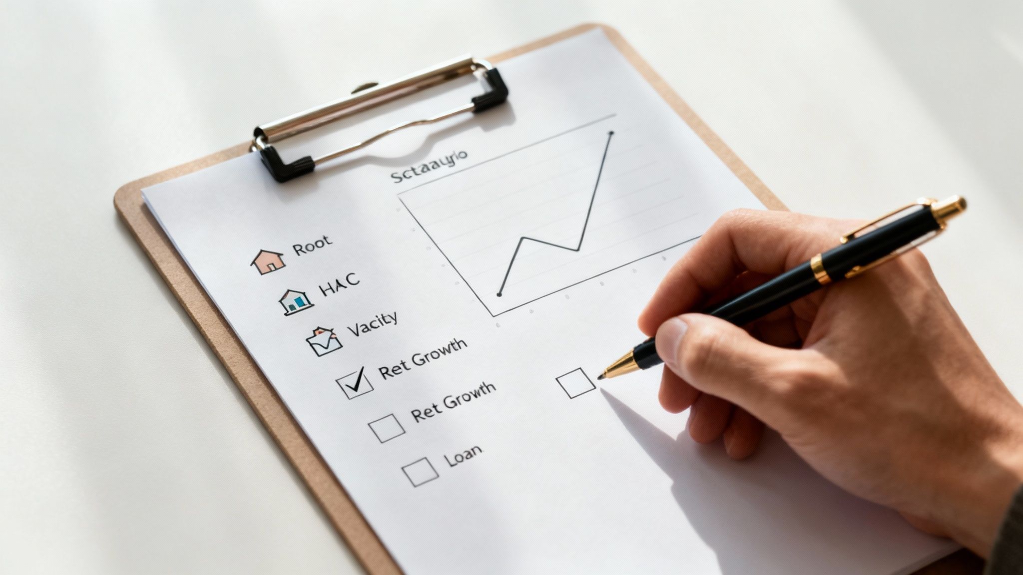 A person using a calculator with documents spread on a desk