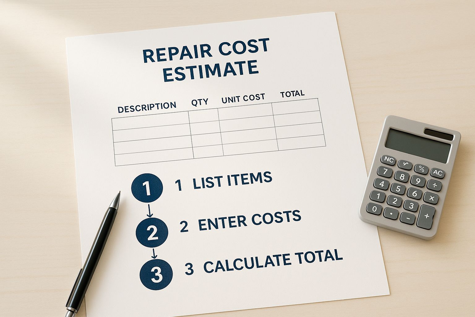 Infographic about estimating repair costs