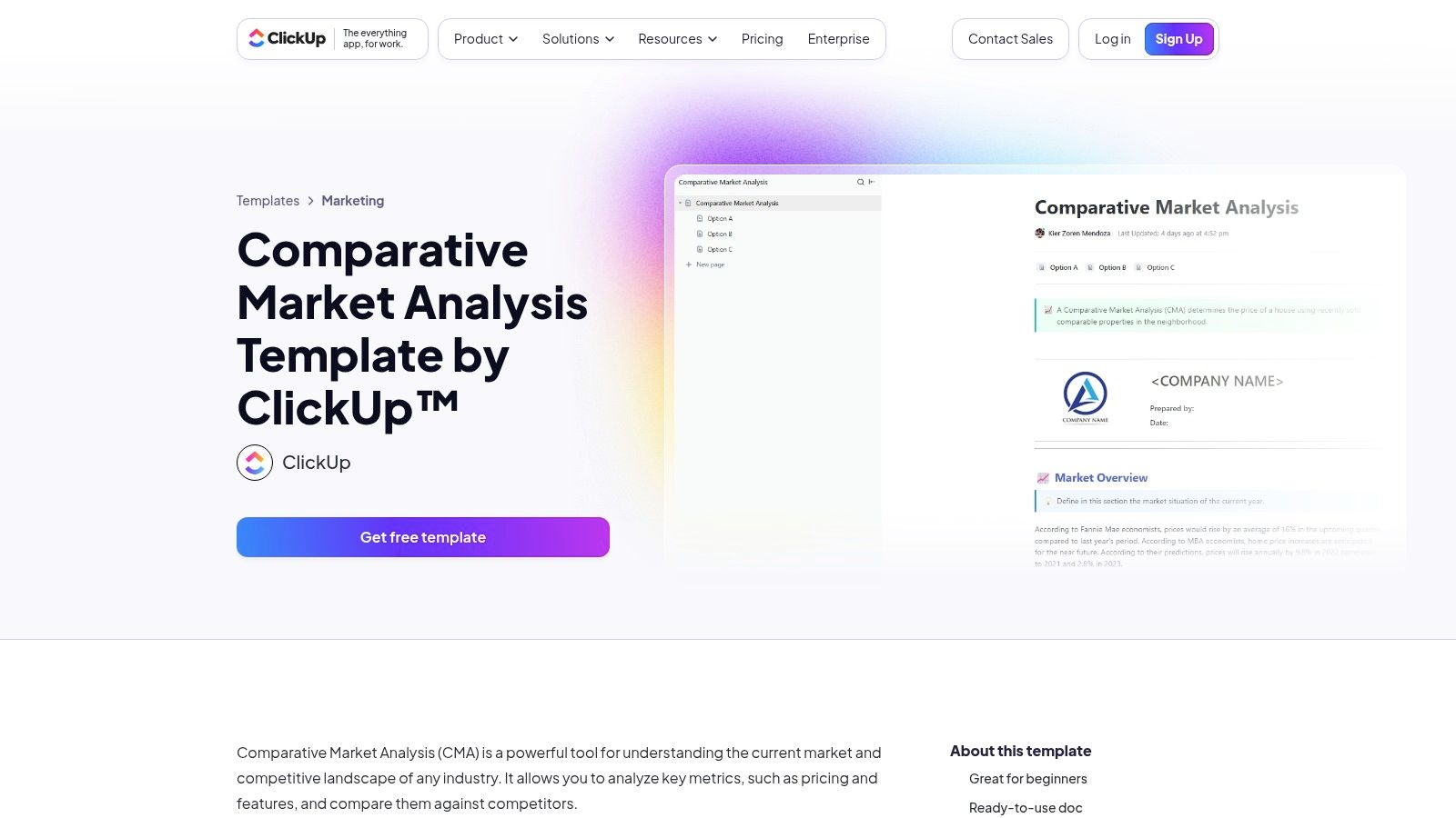 ClickUp (Comparative Market Analysis template)