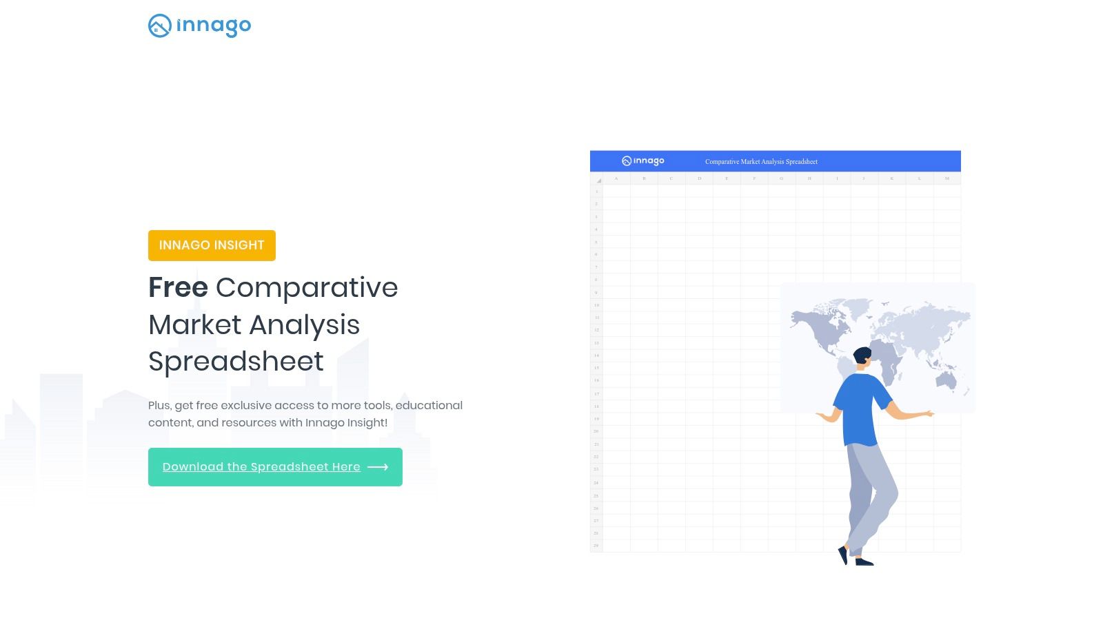 Innago comparative market analysis spreadsheet showing input fields for comparable properties.