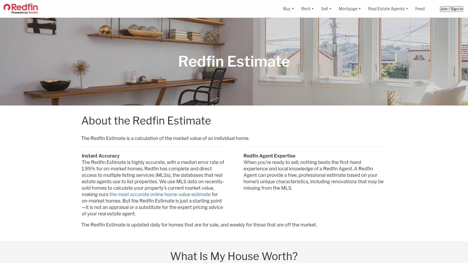 Redfin Estimate showing a property's value and comparable homes