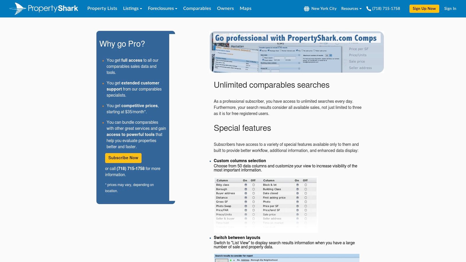 PropertyShark subscription features