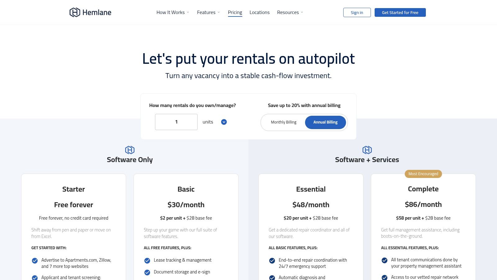 Hemlane pricing plans
