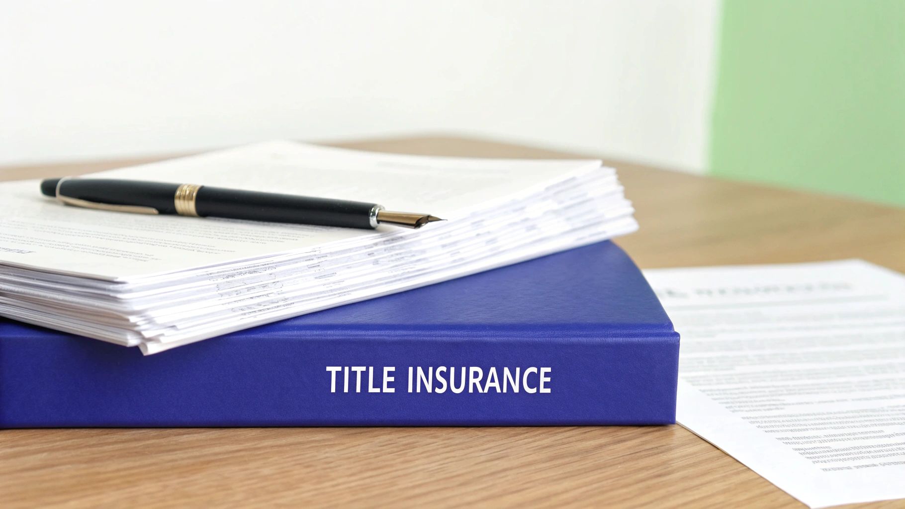 A magnifying glass held over a property deed, symbolizing a thorough title search and inspection.