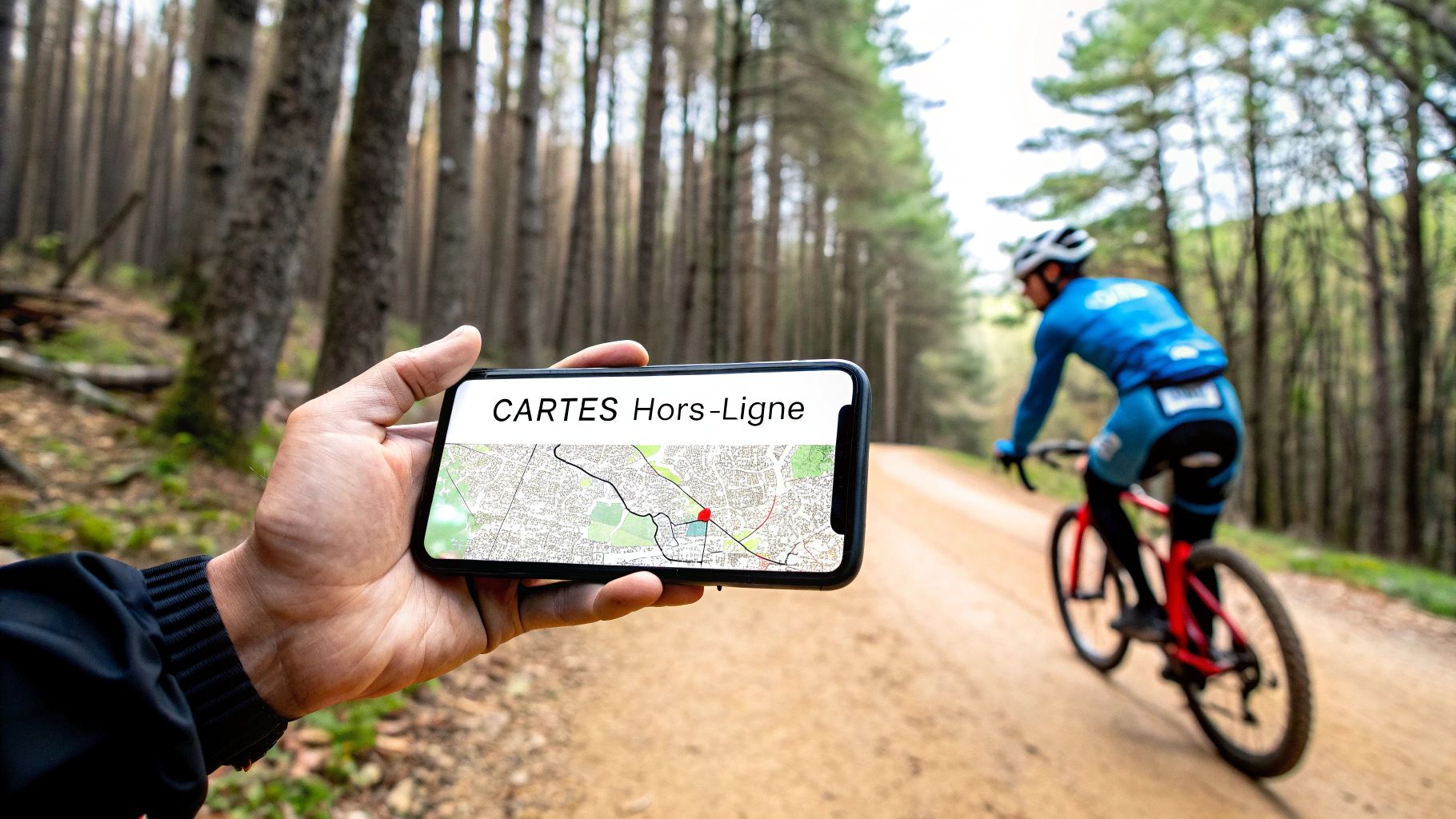 Carte OsmAnd affichant des détails topographiques pour le cyclisme
