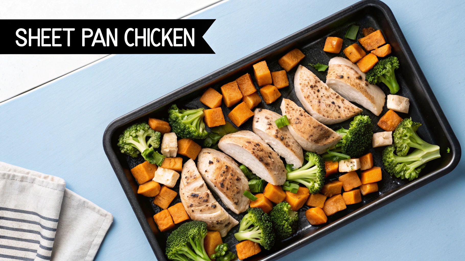 Sheet Pan Chicken and Sweet Potato with Broccoli