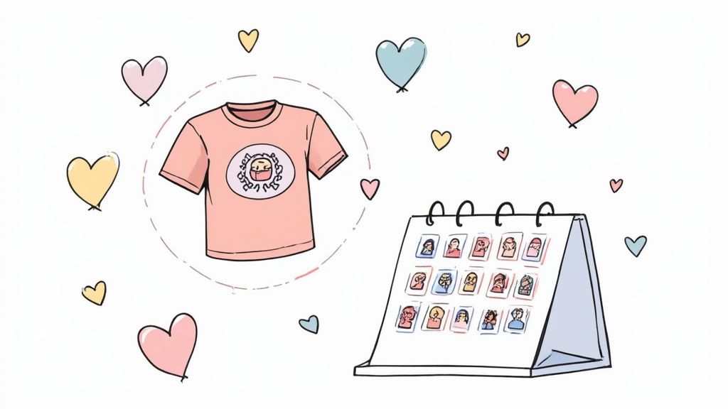 Group of friends laughing and looking at a phone