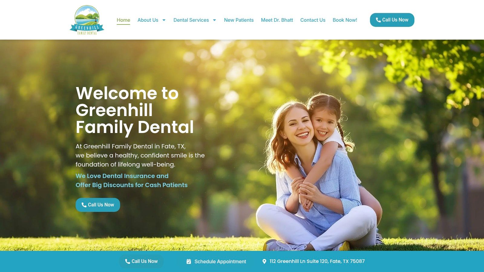 Greenhill Family Dental office front desk with a comfortable and modern waiting area.