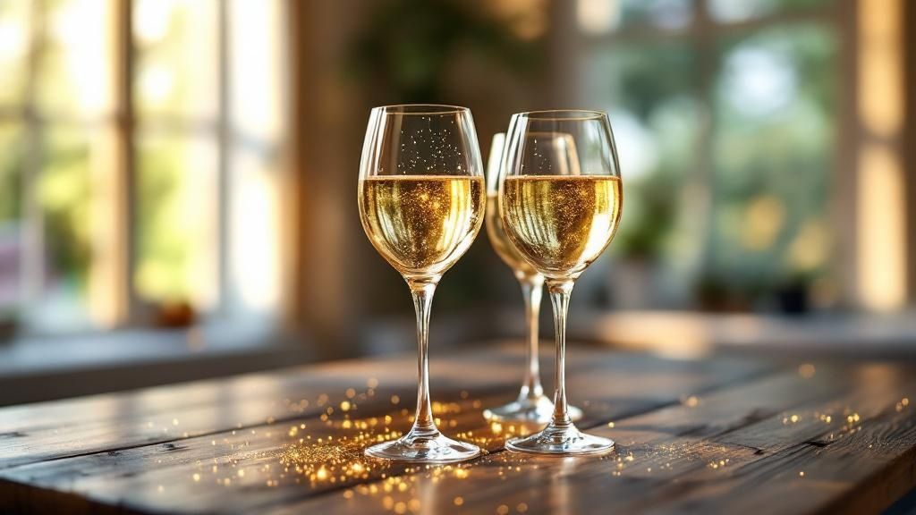 An assortment of delicate, clean crystal glasses sparkling in the light.