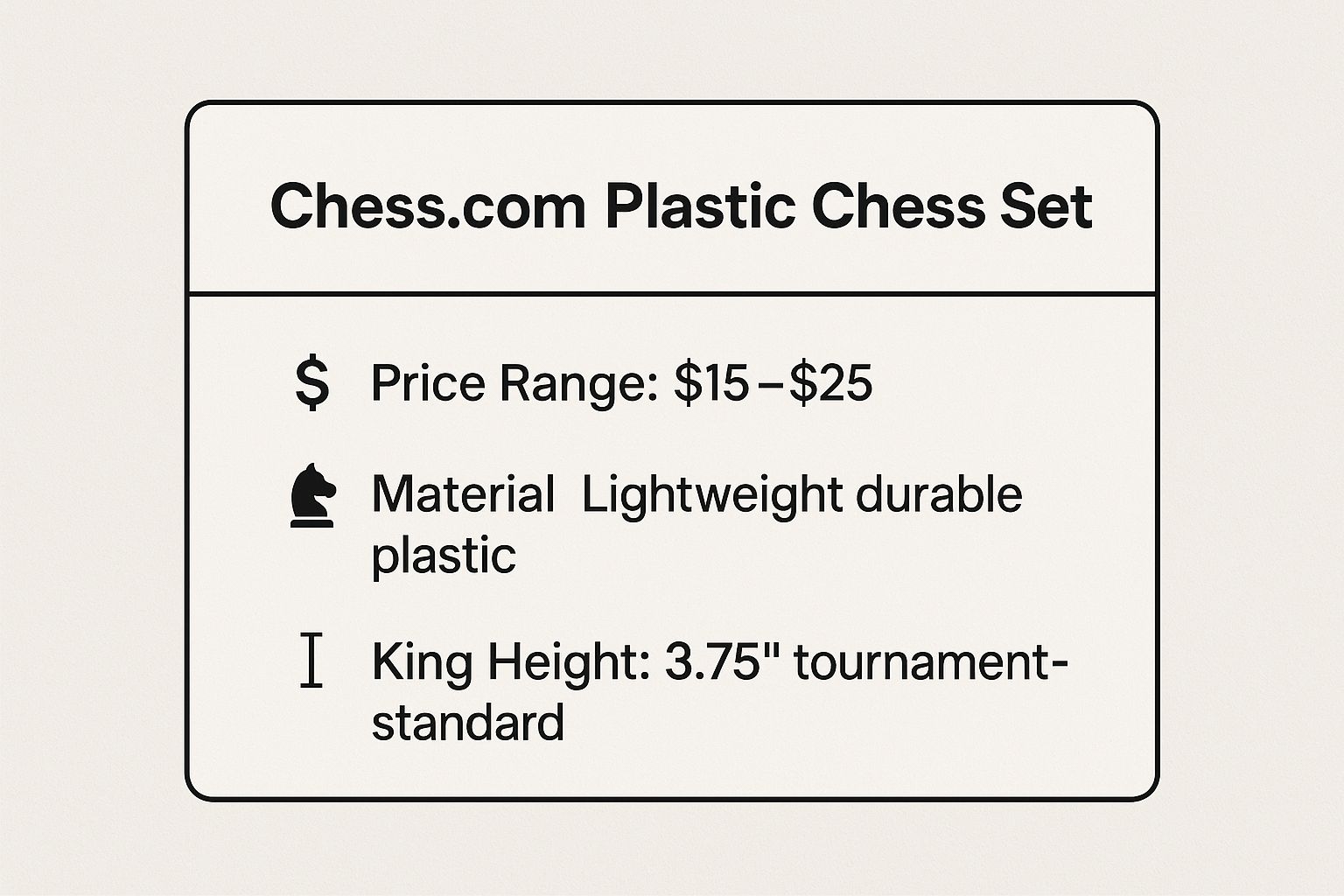 Infographic showing key data about Chess.com Plastic Chess Set
