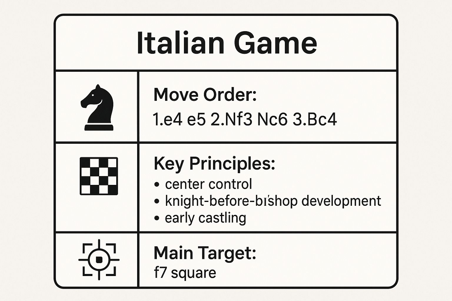 Infographic showing key data about The Italian Game: Classical Principles in Action