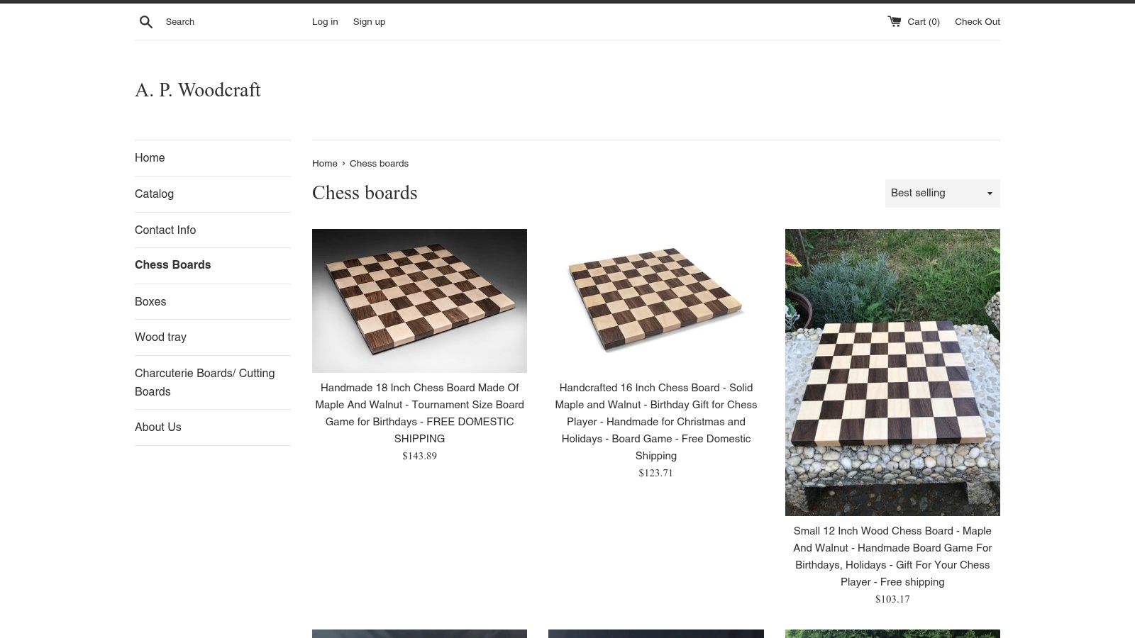 A.P. Woodcraft handcrafted chess board