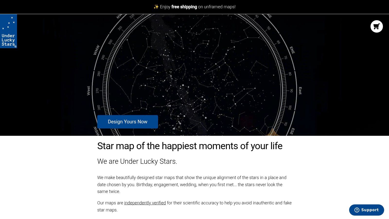 Personalized Star Map from Under Lucky Stars